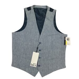 Bar III Mens Slim Fit 100% Linen Suit Vest Navy Blue M
